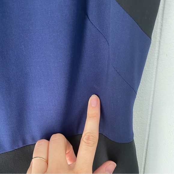 Diane von Furstenberg DVF Midi Dress Women’s 0 Black Blue Wool Sleeveless Sheath - Picture 7 of 16